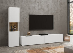 "Arte Ava 09 Modern Entertainment Unit For Tvs Up To 75"" - White Matt & Oak Wotan - W1800mm X H300mm X D350mm"