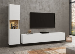 "Arte Ava 09 Modern Entertainment Unit For Tvs Up To 75"" - White Matt & Oak Wotan - W1800mm X H300mm X D350mm" - thumbnail 2