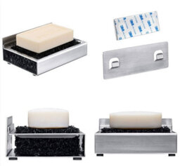 Vivo Bathroom Soap Bar Dish Holder And Soak Sponge Self Adhesive Kitchen Shower Sink - thumbnail 3