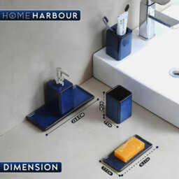 Home Harbour Zen Essence Blue Collection 5 Piece Blue Bathroom Accessories Set Soap Dispenser Toothbrush Holder Tumbler - thumbnail 3