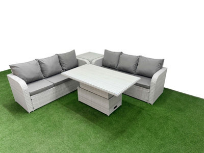 Fimous Outdoor Garden Furniture Sets 6 Seater Adjustable Lifting Dining Or Coffee Table High Back Lounge Sofa Side Table - image 1