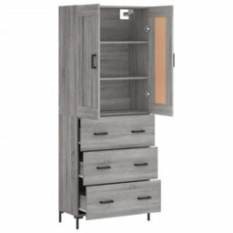 Berkfield Highboard Grey Sonoma 69.5X34X180 Cm Engineered Wood - thumbnail 4