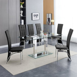 Furniture In Fashion Jet Large Clear Glass Dining Table With 6 Ravenna Black Chairs - thumbnail 1