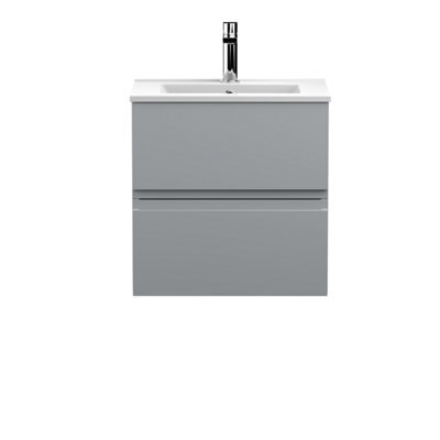 Hudson Reed Urban Satin Grey Wall Hung 2 Drawer Vanity Unit And Basin With Silent Close, 540 X 505 X 395 - image 1
