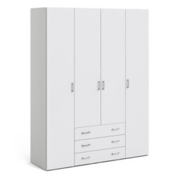 Furniture To Go Space Wardrobe - 4 Doors 3 Drawers In White 2000 (W) 154 X  (H) 200.4 X  (D) 49.5Cm - thumbnail 1