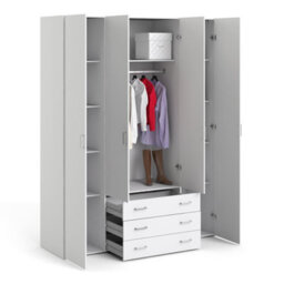 Furniture To Go Space Wardrobe - 4 Doors 3 Drawers In White 2000 (W) 154 X  (H) 200.4 X  (D) 49.5Cm - thumbnail 5