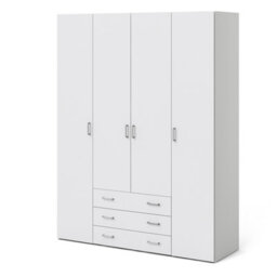 Furniture To Go Space Wardrobe - 4 Doors 3 Drawers In White 2000 (W) 154 X  (H) 200.4 X  (D) 49.5Cm - thumbnail 3