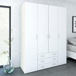 Furniture To Go Space Wardrobe - 4 Doors 3 Drawers In White 2000 (W) 154 X  (H) 200.4 X  (D) 49.5Cm - thumbnail 6