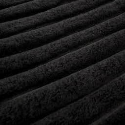 OHS Faux Fur Ribbed Fleece Throw Over Bed Blanket Winter Warm Supersoft, Black - thumbnail 2