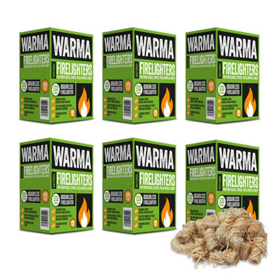 Warma Natural Wood Chemical-Free Wax Soaked Bbq Burner Stove Eco Firelighters 6 X Packs - image 1