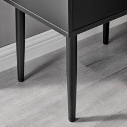 Furniturebox Taylor Black Painted Wooden Bedside Table With 2 Drawers And Gold Handles - thumbnail 5