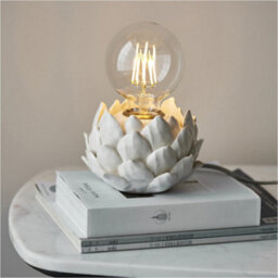 Loops Oatmeal Crackle Glaze Table Lamp - Antique Brass Plate Shade - 100mm Tall Light - 10W Led E27 - thumbnail 3