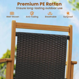 Outdoor Wooden Glider Chair Patio Rattan Swing Gliding Rocker - thumbnail 5