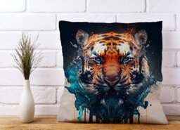 Warren Reed Designer Tiger Face Splashart Cushions 45Cm X 45Cm - thumbnail 2