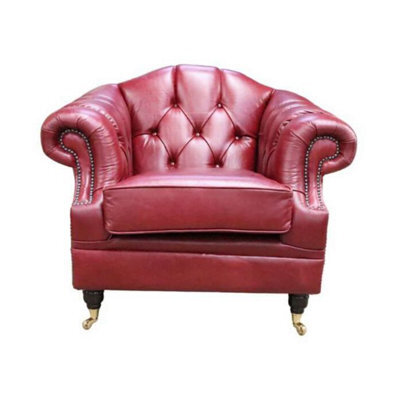 Chesterfield Handmade Armchair Old English Gamay Red Leather In Victoria Style - image 1