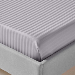 Homescapes Grey Egyptian Cotton Satin Stripe Flat Sheet 330 Tc, Single - thumbnail 2