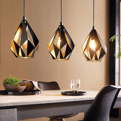 Eglo Carlton 1 Vintage Industrial 3 Pendant Light Wbs - image 1