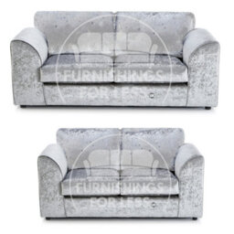 Furnishings For Less UK Crystal Crushed Velvet Fabric Fabric Sofaset 3 And 2 Seater Sofa  Silver - Full Back