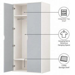 Afn Home Delvito 4 Piece Bedroom Set,  2 Door Wardrobe, 5 Drawer Chest & 2 Bedside Cabinets, Grey/white - thumbnail 6