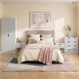 Afn Home Delvito 4 Piece Bedroom Set,  2 Door Wardrobe, 5 Drawer Chest & 2 Bedside Cabinets, Grey/white - thumbnail 8
