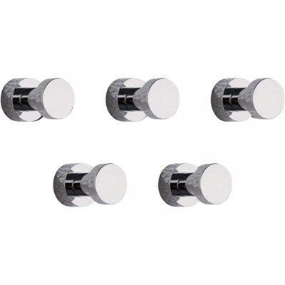 Wall Hook, Towel Hook For Bathroom, Kitchen, Door, Wardrobe Cupboard, 5 Pack, Brass (Chrome Plated) - image 1