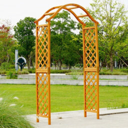 Gr8 Garden Garden Arch Wooden Pergola Feature Trellis Rose Climbing Plant Archway Tan Frame