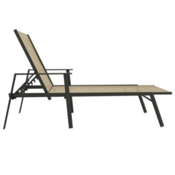 Berkfield Sun Lounger Steel And Textilene Fabric Cream - thumbnail 4