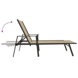 Berkfield Sun Lounger Steel And Textilene Fabric Cream - thumbnail 6