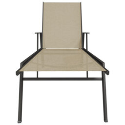 Berkfield Sun Lounger Steel And Textilene Fabric Cream - thumbnail 3