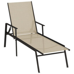 Berkfield Sun Lounger Steel And Textilene Fabric Cream - thumbnail 2