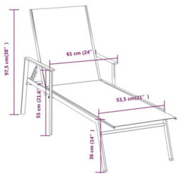 Berkfield Sun Lounger Steel And Textilene Fabric Cream - thumbnail 8