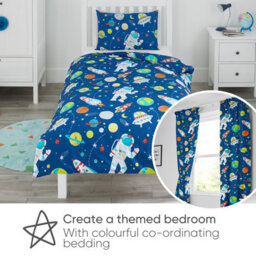 Bloomsbury Mill - Outer Space Curtains For Kids Bedroom, Lined Curtain Pair With Tie Backs 66 X 72 Inch Or 168Cm X 183Cm - thumbnail 5