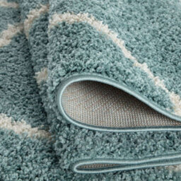 The Rugs Moroccan Shaggy Rugs And Runners Soft Fluffy Diamond Design High Pile Duck Egg Blue And Ivory Living Room Kitchen Hallway 550 - thumbnail 4