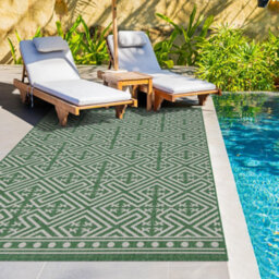Homeart Outdoor Rugs Easy Cleaning Area Rugs For Balcony,garden,picnic,uv Weather Resistant Green Cream, 140 X 200 Cm - thumbnail 2