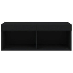 Berkfield Tv Cabinet With Led Lights Black 80X30X30 Cm - thumbnail 8