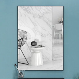 Living And Home Black Wall Mounted Rectangle Bathroom Mirror Framed Mirror Vanity Mirror W600 X H400 mm - thumbnail 3