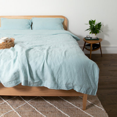 Native Natural Aqua Super King 100% Linen Duvet Cover (260X220Cm) - image 1