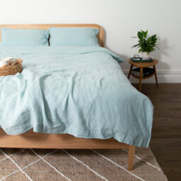 Native Natural Aqua Super King 100% Linen Duvet Cover (260X220Cm) - thumbnail 1
