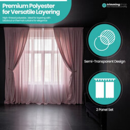 "Neel Blue Voile Curtains Slot Top, 2 Curtains, Blush Pink - 56"" Width X 90"" Drop" - thumbnail 5