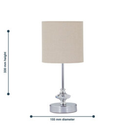 First Choice Lighting Chrome Jewelled Table Lamp With Natural Linen Shade - thumbnail 9