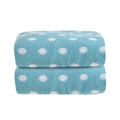 Allure Bath Fashions Patterned Polka Dot Hand Towel Pack Of 2 - Duckegg - image 1