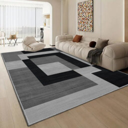 Aspire Homeware Luxury Large Rug, Non-Slip Plush Living Room Bedroom Area Carpet, Cosy Floor Rug Milo Black Grey (L)290 X (W)200Cm