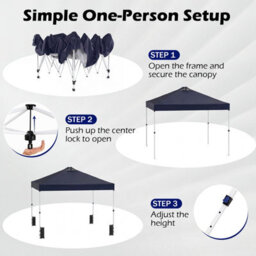 Gainoom 300 X 300 Cm Pop Up Blue Canopy Tent 1 Person Easy Setup Gazebo Shelter W/ Sandbags - thumbnail 4