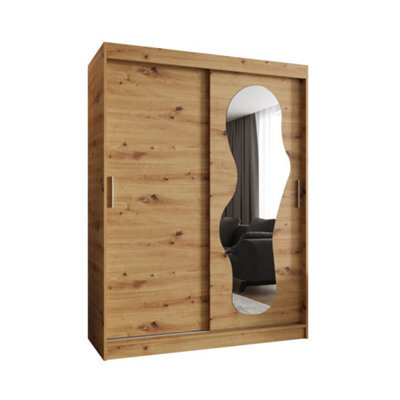 Arte Rustic Oak Artisan Ultra Sliding Door Wardrobe 1500mm X 2000mm X 620mm - Timeless Storage Solution - image 1