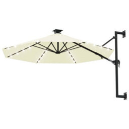 Vidaxl Wall-Mounted Garden Parasol With Leds 300 Cm Sand - thumbnail 2