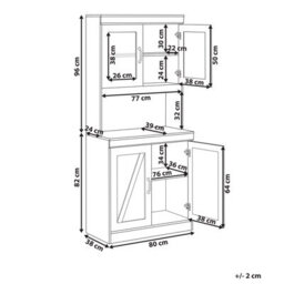 Beliani Glass Display Cabinet Kalbarri 80 Cm Brown/ White - thumbnail 3