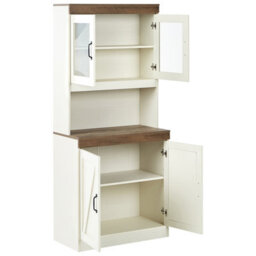 Beliani Glass Display Cabinet Kalbarri 80 Cm Brown/ White - thumbnail 4
