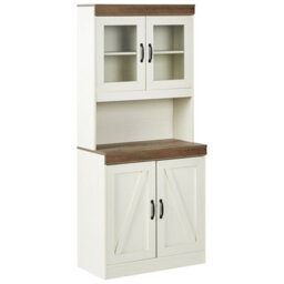 Beliani Glass Display Cabinet Kalbarri 80 Cm Brown/ White - thumbnail 1