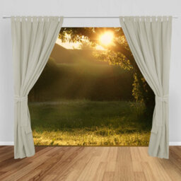Toolty Outdoor Curtain Waterproof 155X240Cm Beige With Tab-Top Mount For Garden, Balcony, Patio