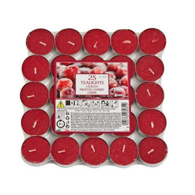 Aladino Frosted Cherries Tea Lights (Pack Of 25) Red (One Size)